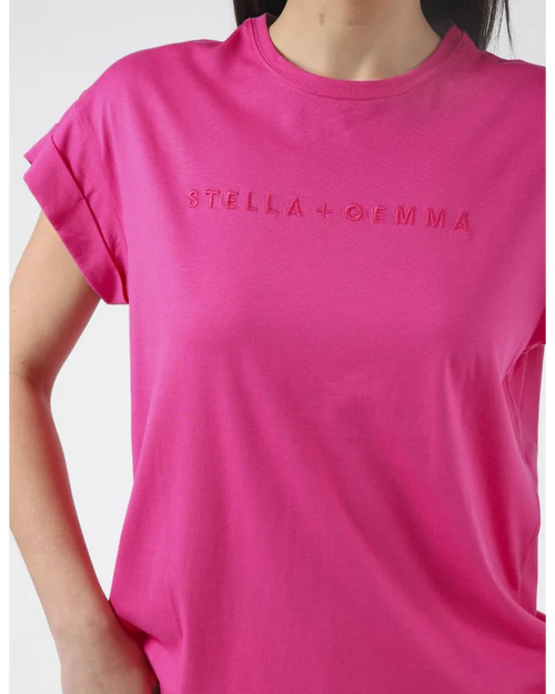 Stella and Gemma Cerise Pink Cuff Sleeve T Shirt