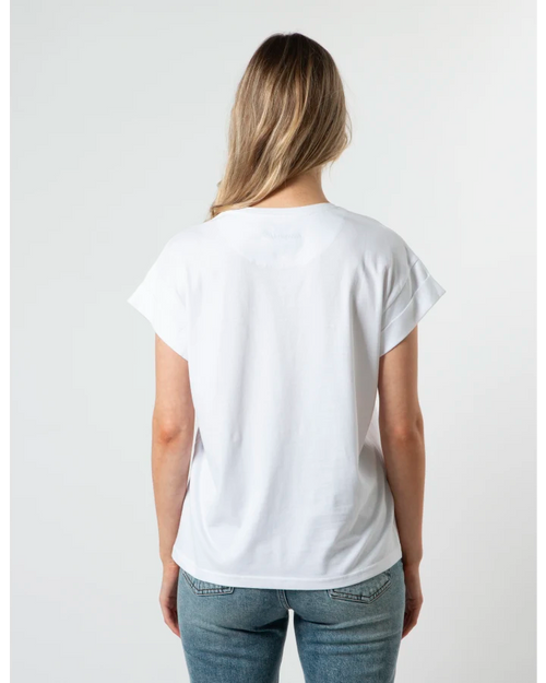 Stella and Gemma White California Cuff Sleeve T Shirt