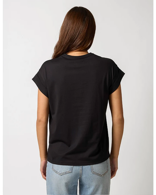 Stella and Gemma Leopard California Black Cuff Sleeve T Shirt