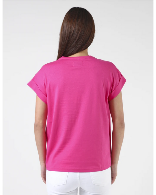 Stella and Gemma Cerise Pink Cuff Sleeve T Shirt