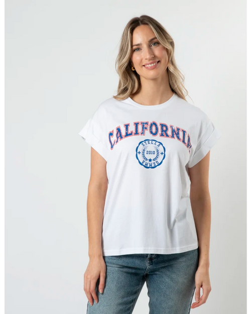 Stella and Gemma White California Cuff Sleeve T Shirt