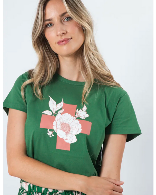 Stella and Gemma Green Vintage Green Floral T Shirt