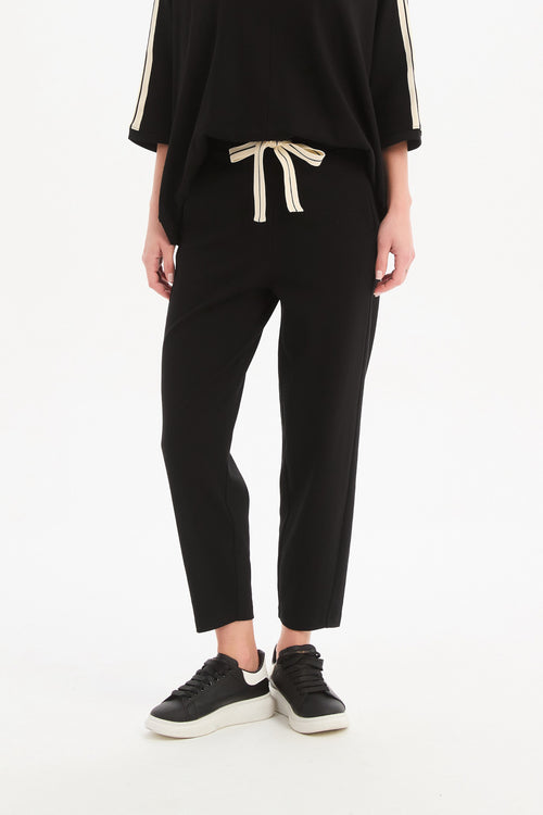 Tirelli Barrell Leg Lounge Pant Black Cream Stripe Summer Weight