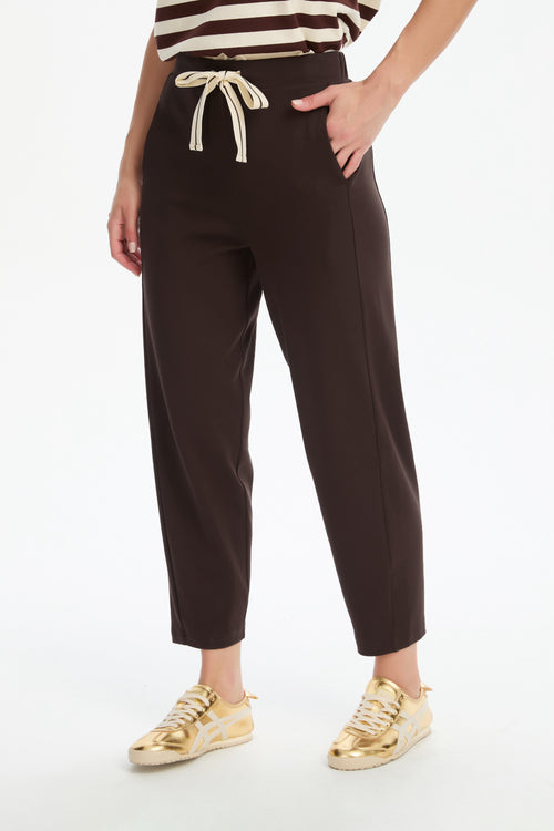 Tirelli Barrell Leg Lounge Pant Chocolate Cream Stripe Summer Weight