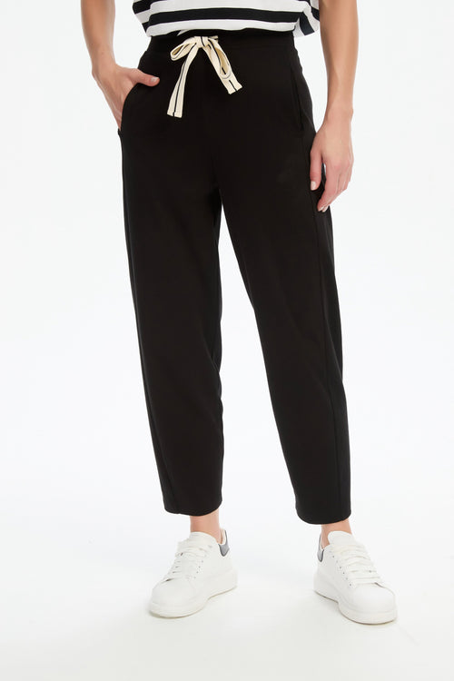Tirelli Barrell Leg Lounge Pant Black Cream Stripe