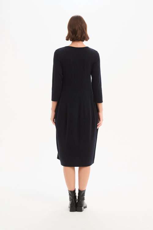 Tirelli Navy Diagonal Seam Combi Dress