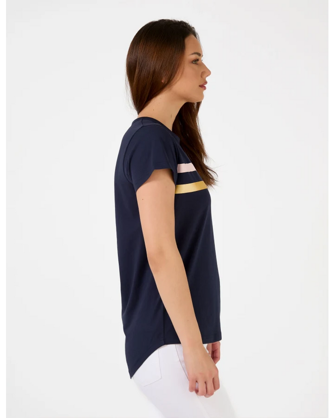 Stella and Gemma T Shirt Navy Icon Stripe