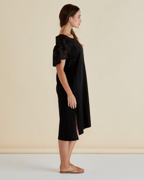Betty Basics Sawyer Embroidered Dress Black