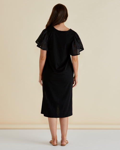 Betty Basics Sawyer Embroidered Dress Black