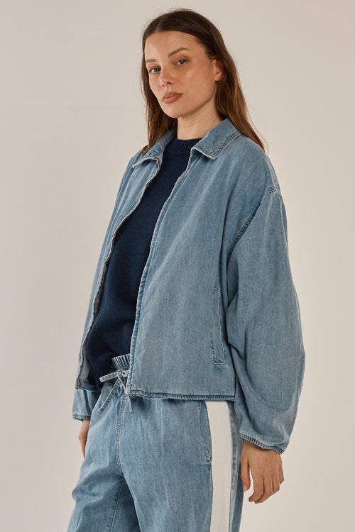 Betty Basics Callie Bomber Jacket Medium Blue