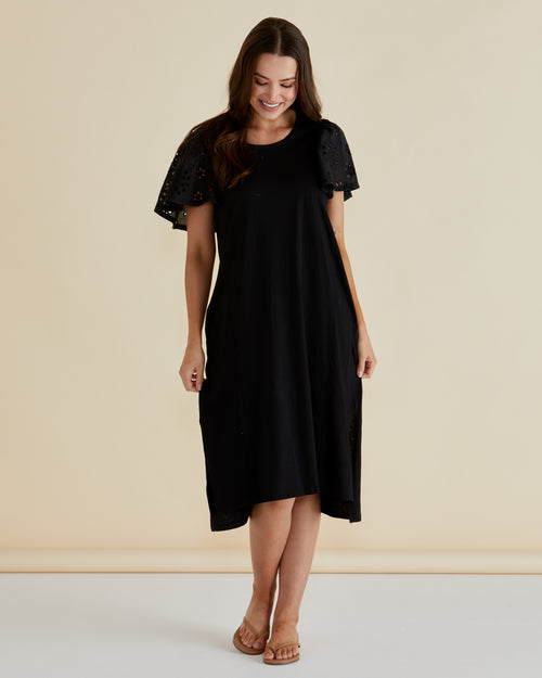 Betty Basics Sawyer Embroidered Dress Black