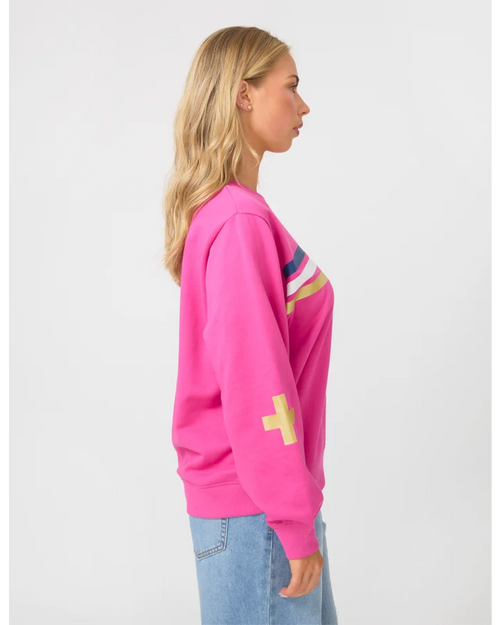 PREORDER - Stella and Gemma Essential Stripe Sweatshirt Cerise DUE APRIL