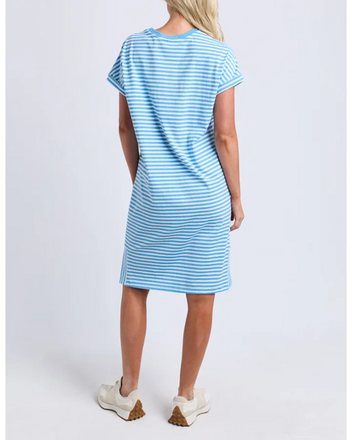 Yarra Stripe Dress Blue Azure Blue