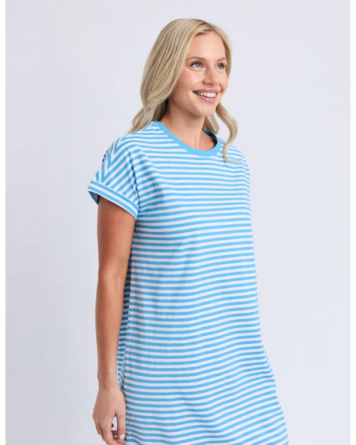 Yarra Stripe Dress Blue Azure Blue