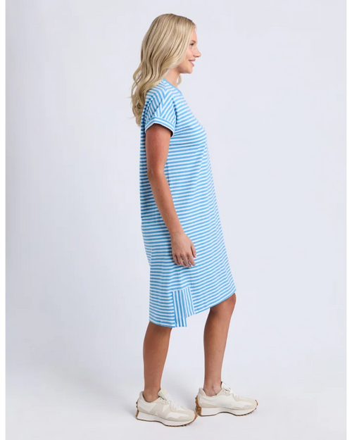 Yarra Stripe Dress Blue Azure Blue