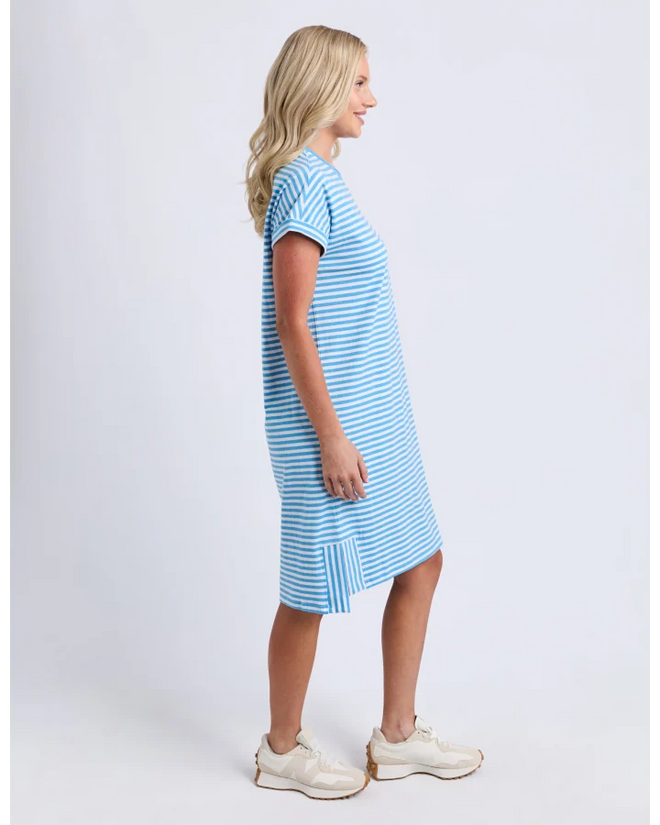 Yarra Stripe Dress Blue Azure Blue