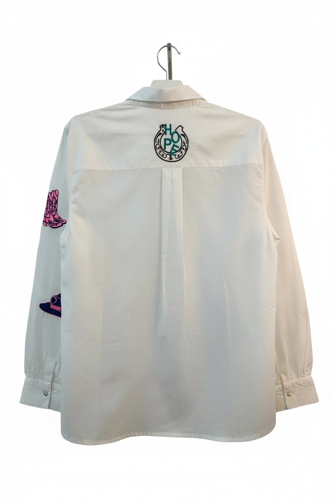 Zoda White Cowboy Emroidered Shirt
