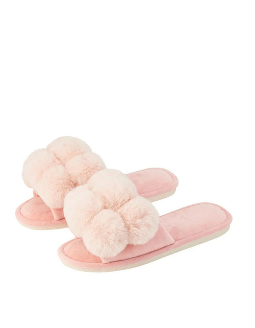 Cosy Luxe Slippers Pink Petal Pom Pom