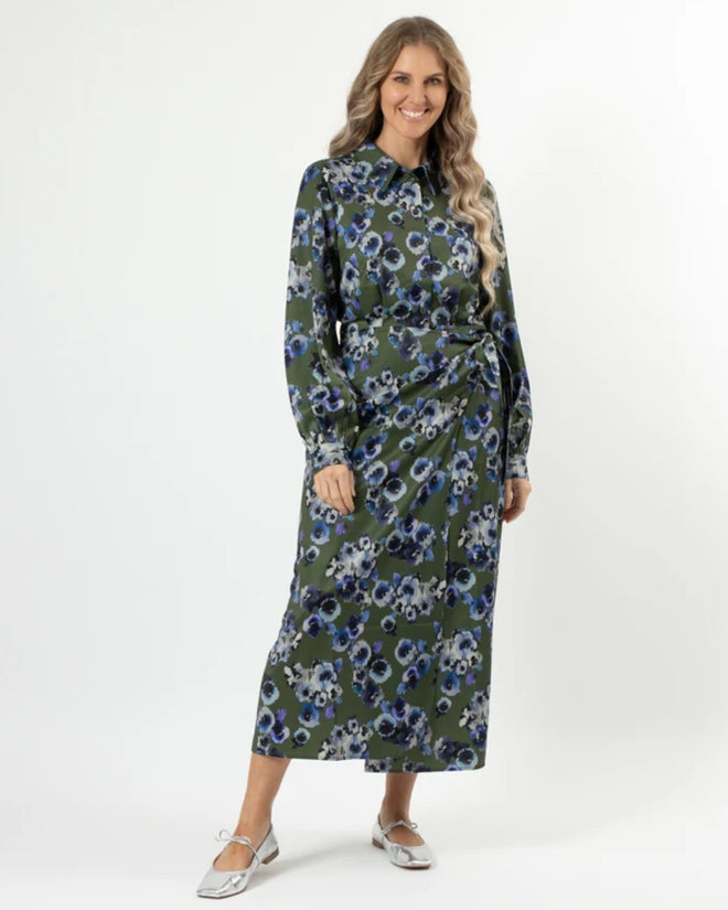 Stella and Gemma Bianca Blurred Blooms Lime Dress