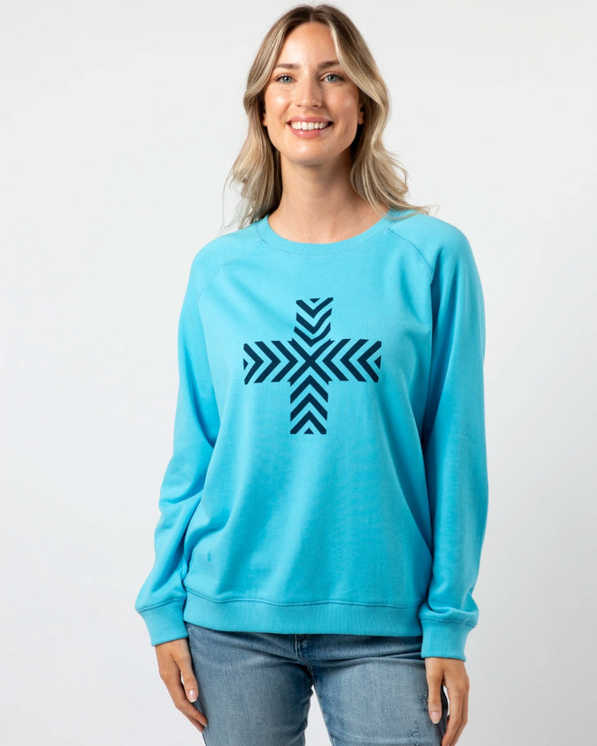 Stella and Gemma Sky Blue Chevron Cross Sweatshirt 