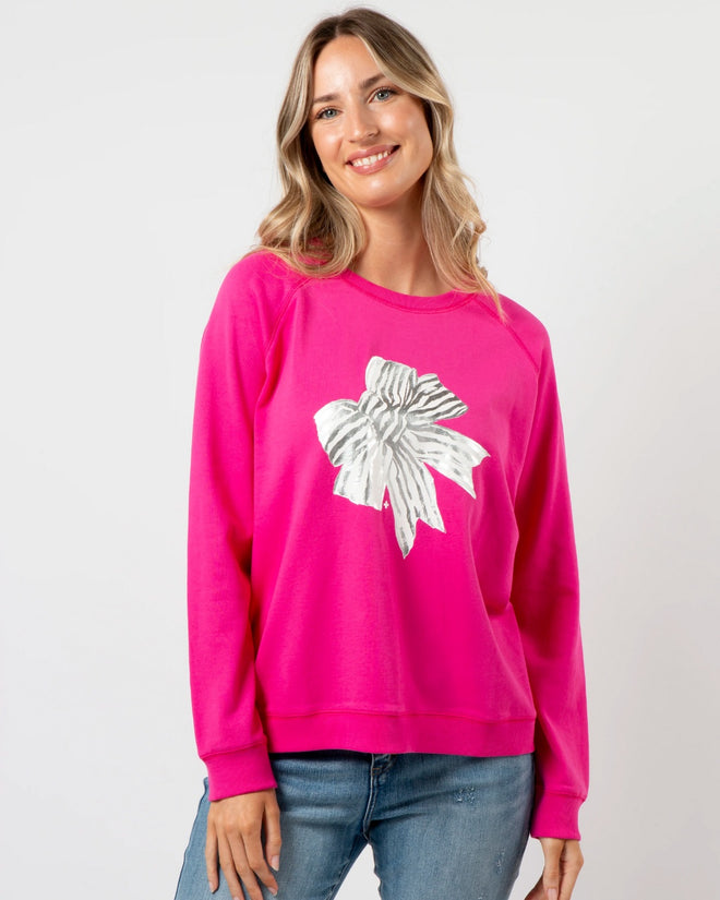 Stella and Gemma Neon Pink Bow Sweatshirt