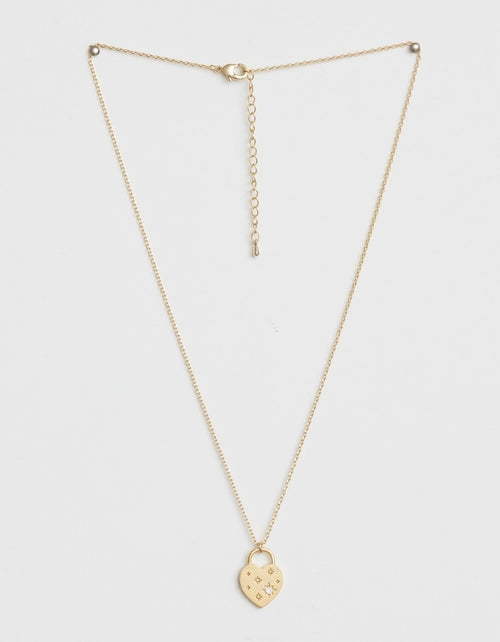 Stella and Gemma Gold Heart Locket Necklace with Stars
